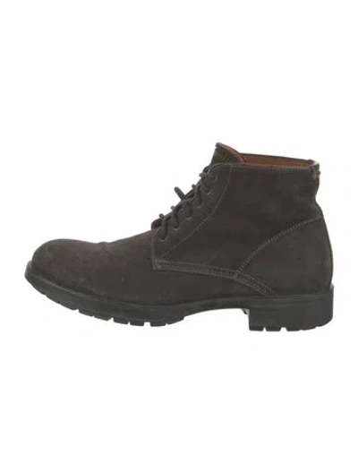 Pre-owned Aquatalia Suede Lace-up Boots In Gray