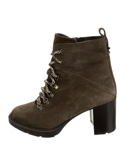 Pre-owned Aquatalia Suede Lace-up Boots In Green
