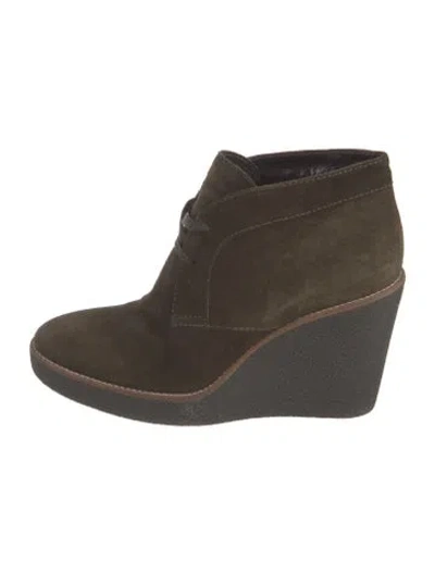 Pre-owned Aquatalia Suede Lace-up Boots In Green