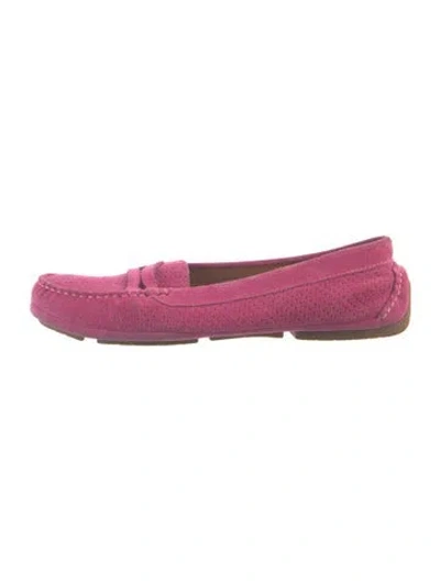 Pre-owned Aquatalia Suede Lasercut Accents Loafers In Pink