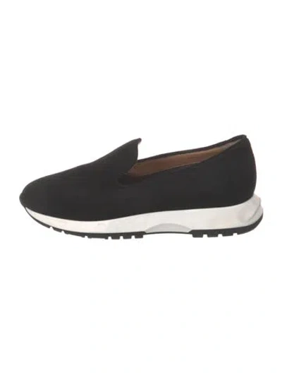 Pre-owned Aquatalia Suede Loafer Sneakers In Black