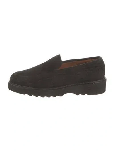 Pre-owned Aquatalia Suede Loafers In Black