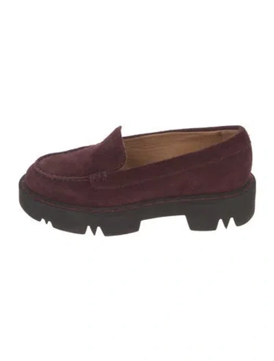 Pre-owned Aquatalia Suede Loafers In Burgundy