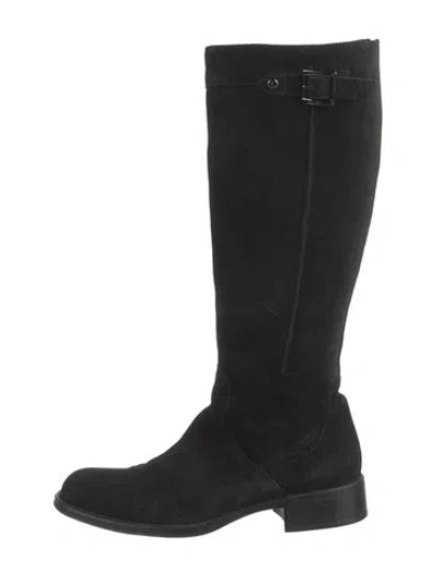 Pre-owned Aquatalia Suede Riding Boots In Black