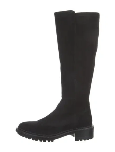 Pre-owned Aquatalia Suede Riding Boots In Black