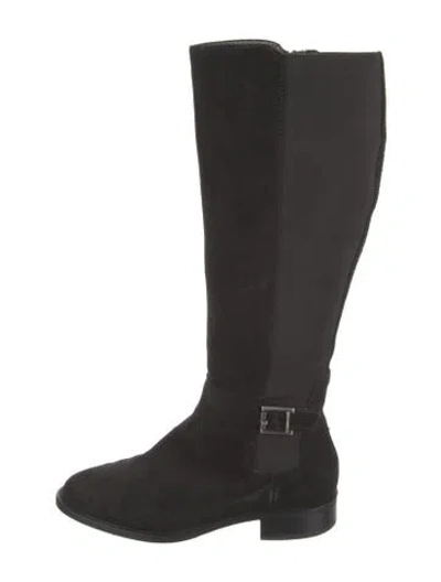 Pre-owned Aquatalia Suede Riding Boots In Black