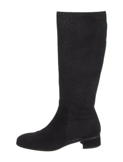 Pre-owned Aquatalia Suede Riding Boots In Black