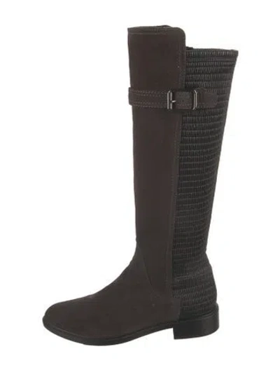 Pre-owned Aquatalia Suede Riding Boots In Black