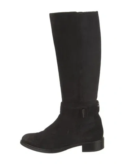 Pre-owned Aquatalia Suede Riding Boots In Black