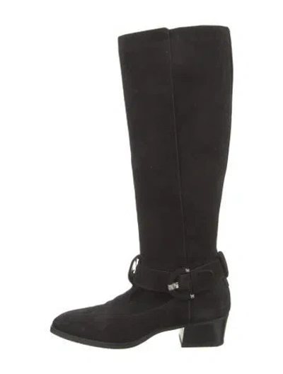 Pre-owned Aquatalia Suede Riding Boots In Black