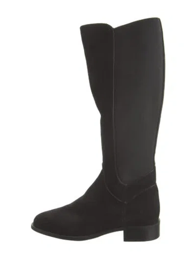 Pre-owned Aquatalia Suede Riding Boots In Black