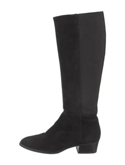 Pre-owned Aquatalia Suede Riding Boots In Black