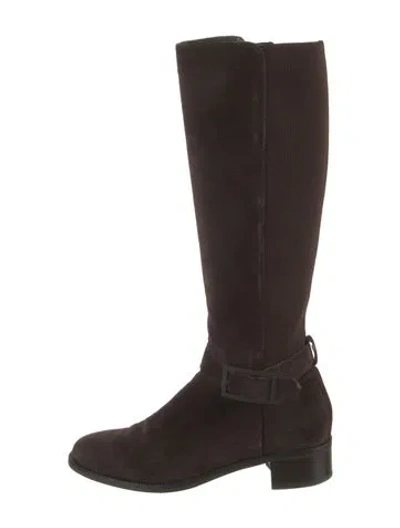 Pre-owned Aquatalia Suede Riding Boots In Brown
