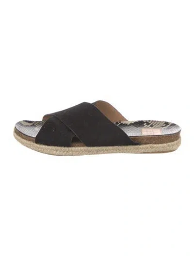 Pre-owned Aquatalia Suede Slides In Black