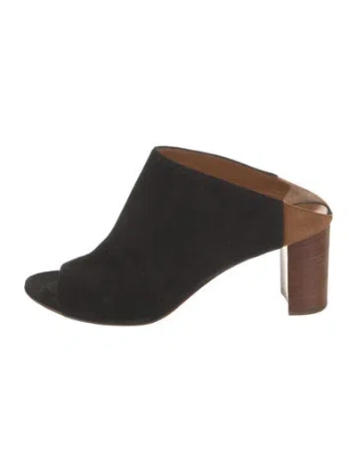 Pre-owned Aquatalia Suede Slides In Black