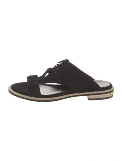 Pre-owned Aquatalia Suede Slides In Black