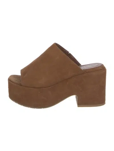 Pre-owned Aquatalia Suede Slides In Brown