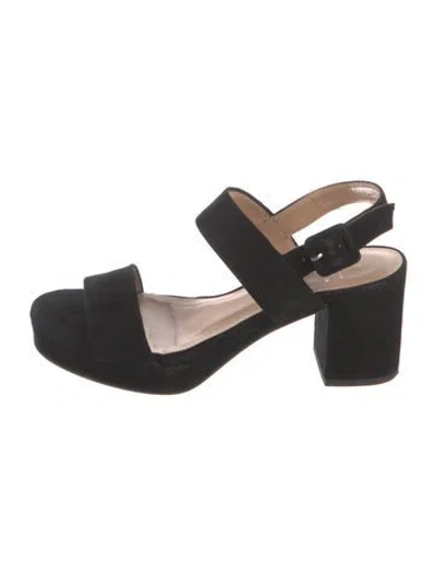 Pre-owned Aquatalia Suede Slingback Sandals In Black