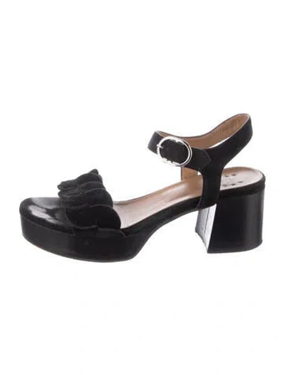 Pre-owned Aquatalia Suede Slingback Sandals In Black