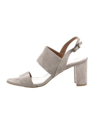 Pre-owned Aquatalia Suede Slingback Sandals In Gray