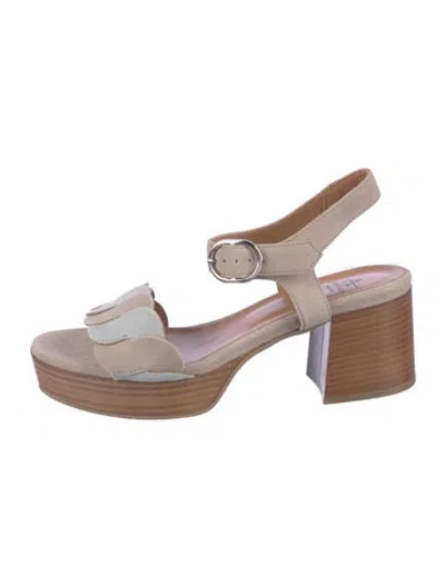 Pre-owned Aquatalia Suede Slingback Sandals In Green