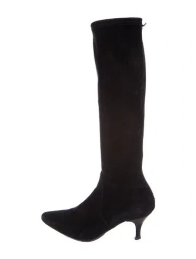 Pre-owned Aquatalia Suede Sock Boots In Black