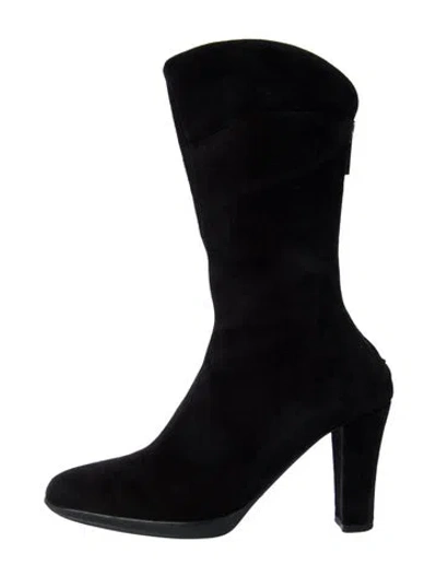 Pre-owned Aquatalia Suede Sock Boots In Black