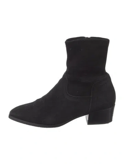 Pre-owned Aquatalia Suede Sock Boots In Black