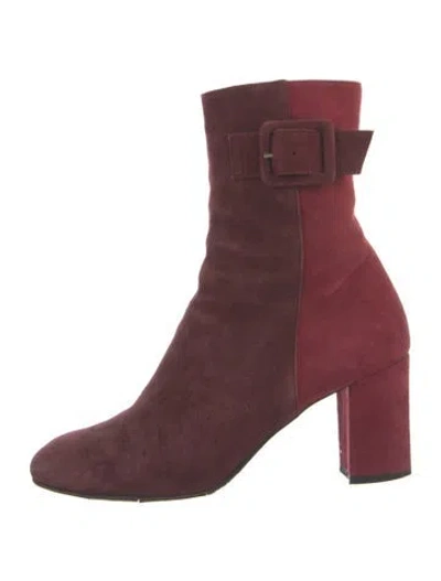 Pre-owned Aquatalia Suede Sock Boots In Burgundy