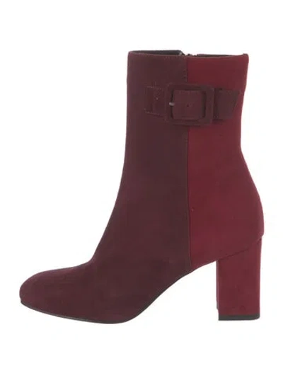 Pre-owned Aquatalia Suede Sock Boots In Burgundy