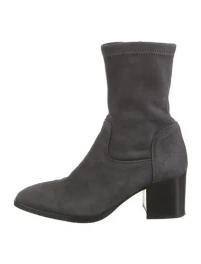 Pre-owned Aquatalia Suede Sock Boots In Grey