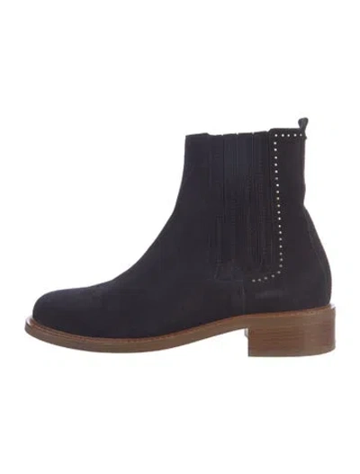 Pre-owned Aquatalia Suede Studded Accents Chelsea Boots In Blue