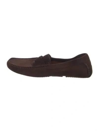 Pre-owned Aquatalia Suede Whipstitch Trim Espadrilles In Grey