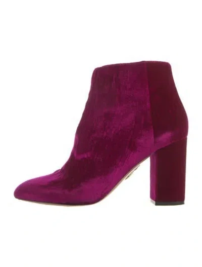 Pre-owned Aquatalia Velvet Boots In Pink/purple