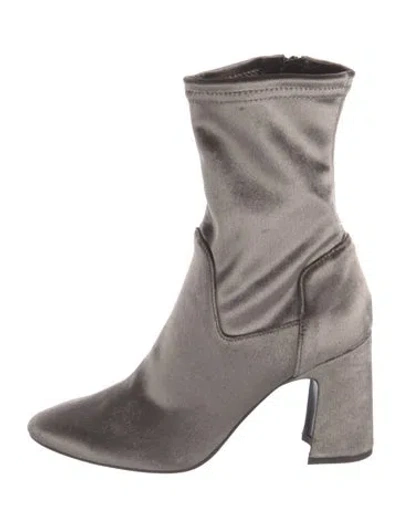 Pre-owned Aquatalia Velvet Sock Boots In Gray