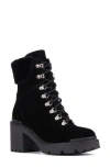 Aquatalia Vikki Faux Shearling Cuff Bootie In Black
