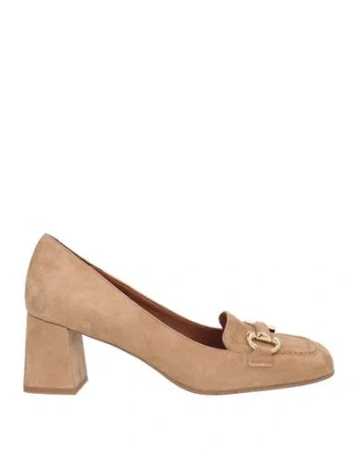 Aquatalia Woman Loafers Sand Size 12 Leather In Neutral