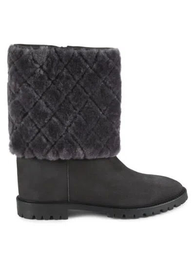 Aquatalia Women's Casandra Shearling Trim Suede Boots