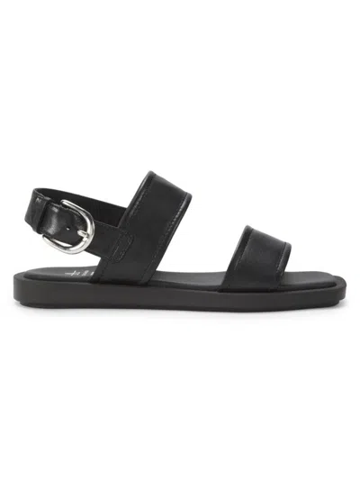 Aquatalia Women's Joni Leather Ankle-strap Sandals In Black