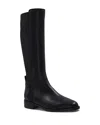 Aquatalia Flore Suede Leather Knee High Stretch Riding Boots In Black In Black