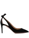 Aquazzura Bow Tie 105mm Leather Pumps In Black