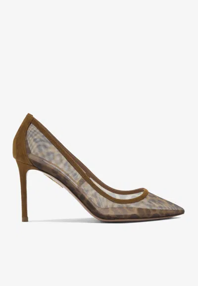 Aquazzura 100 Leopard-printed Stiletto Pumps In Brown