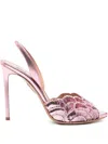 Aquazzura 105mm Ce Soir Sequined Leather Slingback Sandals In Pink