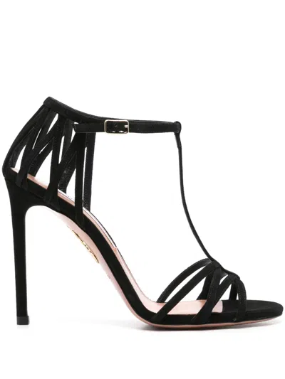 Aquazzura Romance 65 Bow-embellished Velvet And Mesh Pointed-toe Pumps In Burgundy