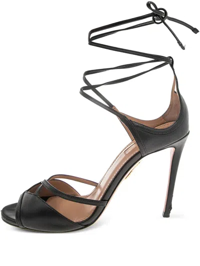 Pre-owned Aquazzura 100mm Strappy Open-toe High-heeled Sandals In Black