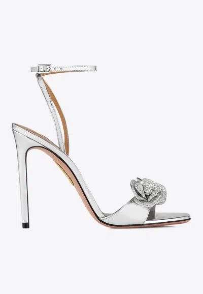 Aquazzura 105 Crystal-embellished Orchid Sandals In Silver
