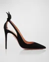 Aquazzura Bow Tie 105mm Leather Pumps In Black