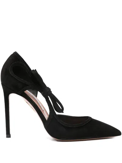 AQUAZZURA 105MM BOW TIE POINTED-TOE PUMPS