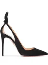 Aquazzura Bow Tie 105mm Leather Pumps In Schwarz