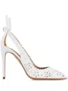 Aquazzura 105mm Broderie Bow-embellished Pumps In White
